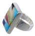 Sturdy Sterling Silver And Multicolor Inlay Ring Size 7-1/2 WX37570
